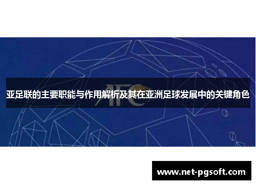 亚足联的主要职能与作用解析及其在亚洲足球发展中的关键角色